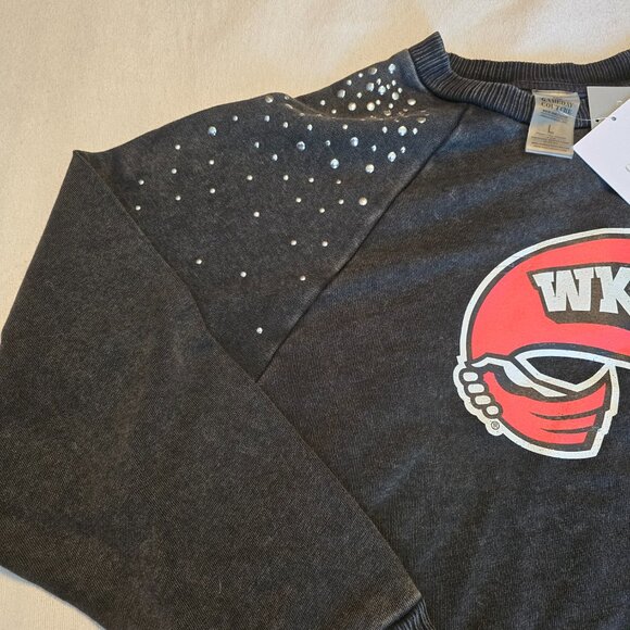 Gameday Couture WKU Large L NWT Cropped Charcoal Studded Pullover Sweatshirt NEW - Picture 3 of 15
